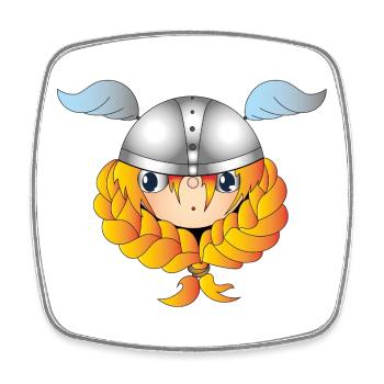 Viking-Mädchen mit Helm und Flammenzopf - Viereckiger Kühlschrankmagnet - Weiß - Vorne