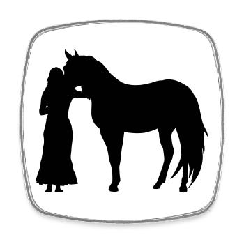 Woman with horse - Square fridge magnet - white - Front