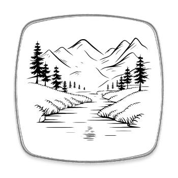 Gebirge - Viereckiger Kühlschrankmagnet - Weiß - Vorne