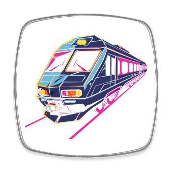 Train Retro - Square fridge magnet - white - Front