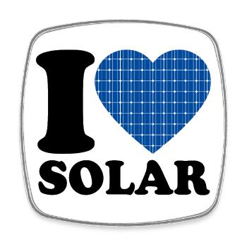 I Love Solar - Herz - Erneuerbare Energie - Viereckiger Kühlschrankmagnet - Weiß - Vorne