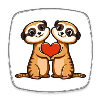 Suricate Couple Saint-Valentin - Magnet carré - blanc - Devant