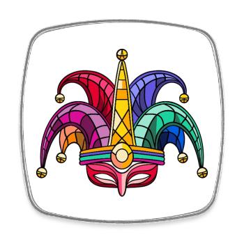 Masque de Fool’s Cap Coloré – Carnaval Carnaval - Magnet carré - blanc - Devant