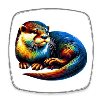 Otter - Viereckiger Kühlschrankmagnet - Weiß - Vorne