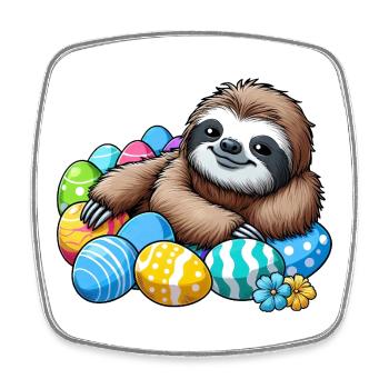 Süßes Faultier Osterei Cartoon Chillen Ostern - Viereckiger Kühlschrankmagnet - Weiß - Vorne