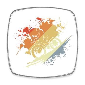 Mountain Biking Sketch Retro - Square fridge magnet - white - Front