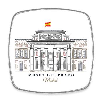 Madrid, Hand Drawing Museo del Prado, Spain - Square fridge magnet - white - Front