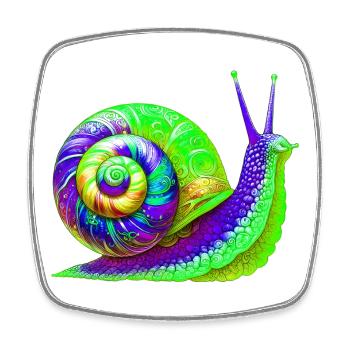 Schnecke - Viereckiger Kühlschrankmagnet - Weiß - Vorne