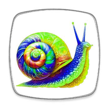 Schnecke - Viereckiger Kühlschrankmagnet - Weiß - Vorne