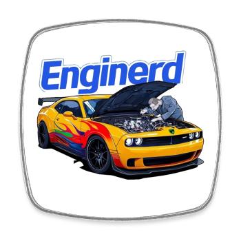 Muscle Car Being Worked On By Mechanic - Square fridge magnet - white - Front