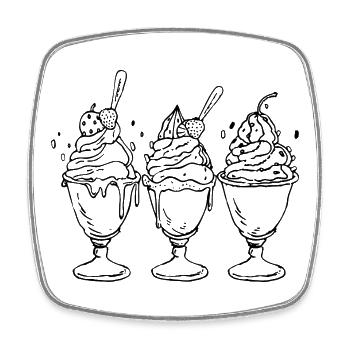 Crème glacée au look de dessin animé - Magnet carré - blanc - Devant