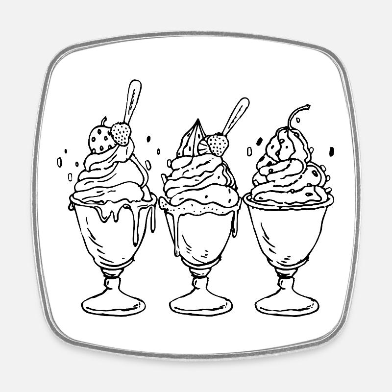Eiscreme im Cartoon Look - Viereckiger Kühlschrankmagnet - Weiß