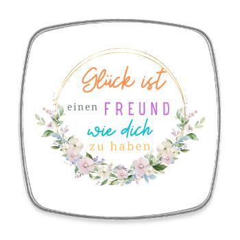 GLÜCK IST WENN MAN EINE FREUND WIE DICH HAT! - Viereckiger Kühlschrankmagnet - Weiß - Vorne