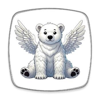 Süßer Eisbär Engel Cartoon Tier Illustration - Viereckiger Kühlschrankmagnet - Weiß - Vorne