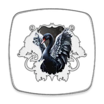 À l’ombre de l’élégance : un cygne noir. - Magnet carré - blanc - Devant