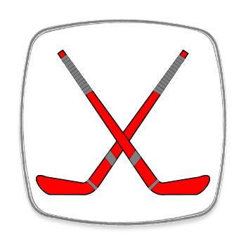 Gekreuzte Eishockeyschläger - Viereckiger Kühlschrankmagnet - Weiß - Vorne