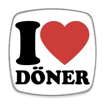 I Love Kebab - Heart - Fast Food - Gift - Square fridge magnet - white - Front
