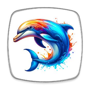 Dolphin - Square fridge magnet - white - Front