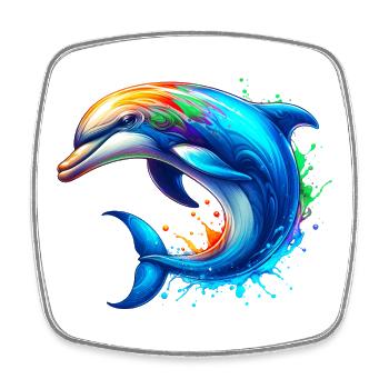 Dolphin - Square fridge magnet - white - Front