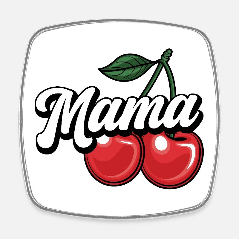 Mama Cherry – Doux et élégant Mama Design - Magnet carré - blanc