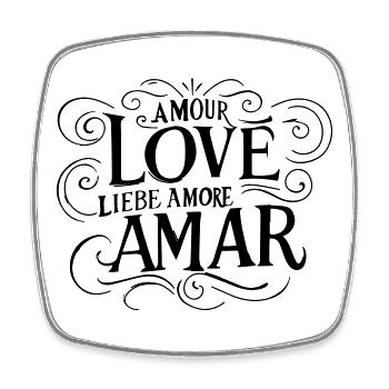 Love Amour Liebe – Universelle Liebessprachen - Viereckiger Kühlschrankmagnet - Weiß - Vorne