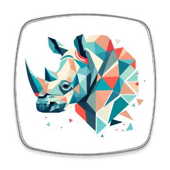 Abstract Rhinoceros – Geometric Strength - Square fridge magnet - white - Front