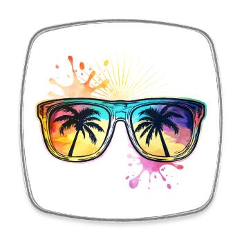Sonnenbrille Palmen Urlaub - Viereckiger Kühlschrankmagnet - Weiß - Vorne
