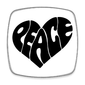 Peace Herz Schrift - Viereckiger Kühlschrankmagnet - Weiß - Vorne