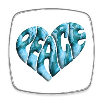 Peace Heart 3d Marbled - Square fridge magnet - white - Front