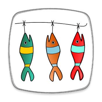 FISH. APRIL FOOL. HOLIDAY. SUMMER. HUMOR - Square fridge magnet - white - Front