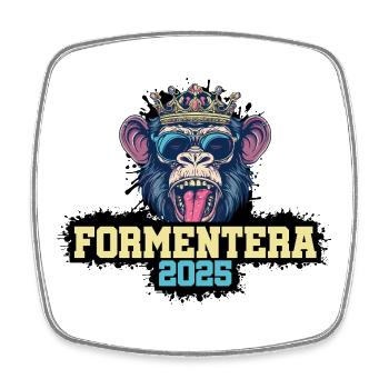 Formentera 2025 Monkey - Square fridge magnet - white - Front