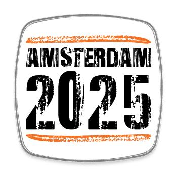 Amsterdam 2025 Spruch - Viereckiger Kühlschrankmagnet - Weiß - Vorne