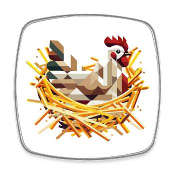 Huhn im Nest – Geometrisches Ostermotiv - Viereckiger Kühlschrankmagnet - Weiß - Vorne