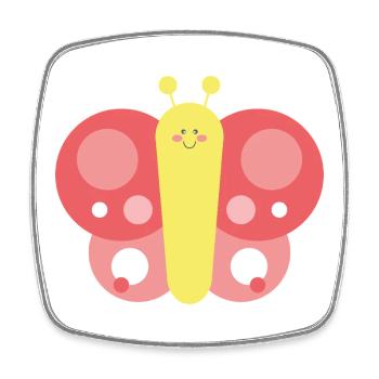 Zarter und stilisierter Schmetterling - Viereckiger Kühlschrankmagnet - Weiß - Vorne