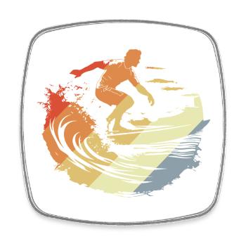 Surfing Vintage - Viereckiger Kühlschrankmagnet - Weiß - Vorne