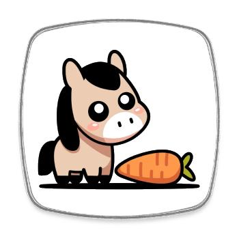 Horse with carrot - Square fridge magnet - white - Front
