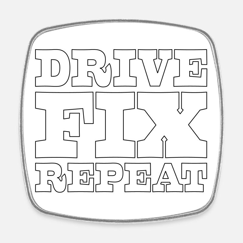 45 Drive Fix Repeat - Magnet carré - blanc