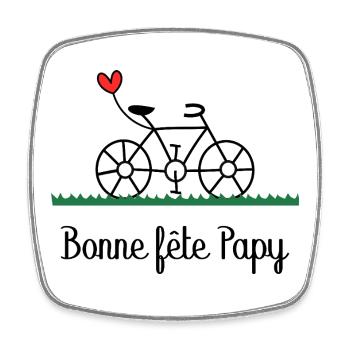 PAPY. FÊTE DES PÈRES. BONNE FÊTE PAPY. JE T'AIME. - Magnet carré - blanc - Devant