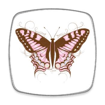 Eleganter Schmetterling in Rosa und Erdtönen - Viereckiger Kühlschrankmagnet - Weiß - Vorne