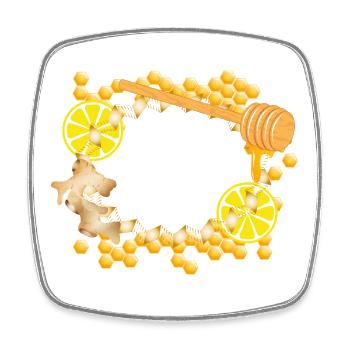 Ginger-Lemon-Honey Frame – Feel-Good Motif - Square fridge magnet - white - Front