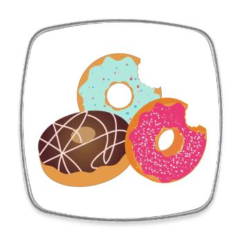 Donuts with Bite – Sweet Trio with Icing & Sprinkles - Square fridge magnet - white - Front