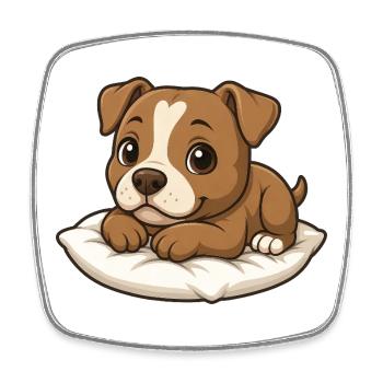Cute Pitbull Cartoon Lying Cuddling Relaxing - Square fridge magnet - white - Front