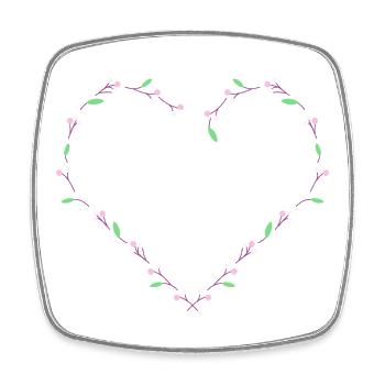 Minimalistisches Herz mit rosa-roten Blüten - Viereckiger Kühlschrankmagnet - Weiß - Vorne
