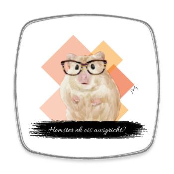 JvG Hamster "Homster eh ois ausgricht" - Viereckiger Kühlschrankmagnet - Weiß - Vorne