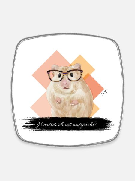 JvG Hamster "Homster eh ois ausgricht" - Viereckiger Kühlschrankmagnet - Weiß