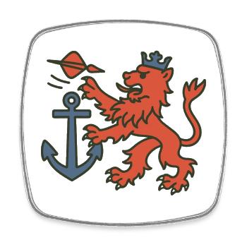 Lion de Düsseldorf avec fléchette - Magnet carré - blanc - Devant