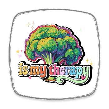 Broccoli is my therapy - Square fridge magnet - white - Front
