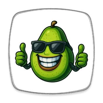 Cool Avocado Thumbs Up Summer Joy Fun - Square fridge magnet - white - Front
