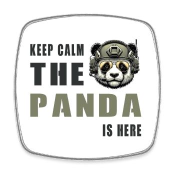 Taktischer Panda – Keep Calm - Viereckiger Kühlschrankmagnet - Weiß - Vorne