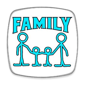 Motif famille. - Magnet carré - blanc - Devant